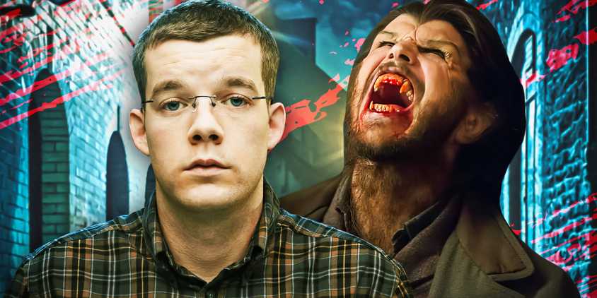 A character from Being Human is looking straight into the camera, while a werewolf from Penny Dreadful is yelling up towards the sky.