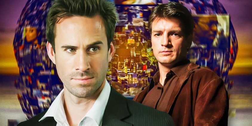 A collage of Nathan Fillion from Firefly and Joseph Fiennes in Flashforward