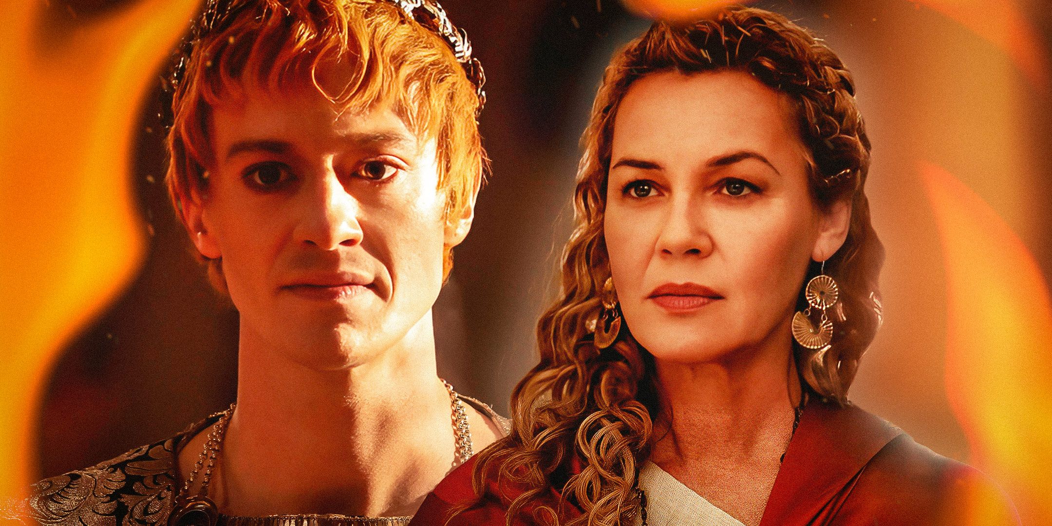 Emperor Geta (Joseph Quinn) and Lucilla (Connie Nielsen) looking serious in Gladiator II