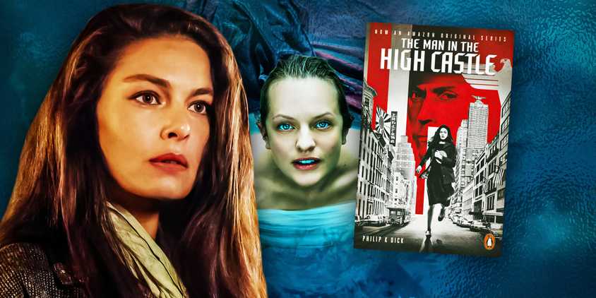 Imagery from The Man in High Castle and The Handmaid's tale (Alexa Davalos and June Osborne)