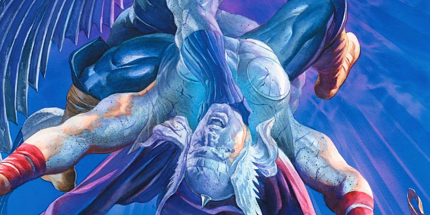 Capa cortada do Immortal Thor #17, com Thor sendo transformado em pedra por uma mão agarrando seu pescoço