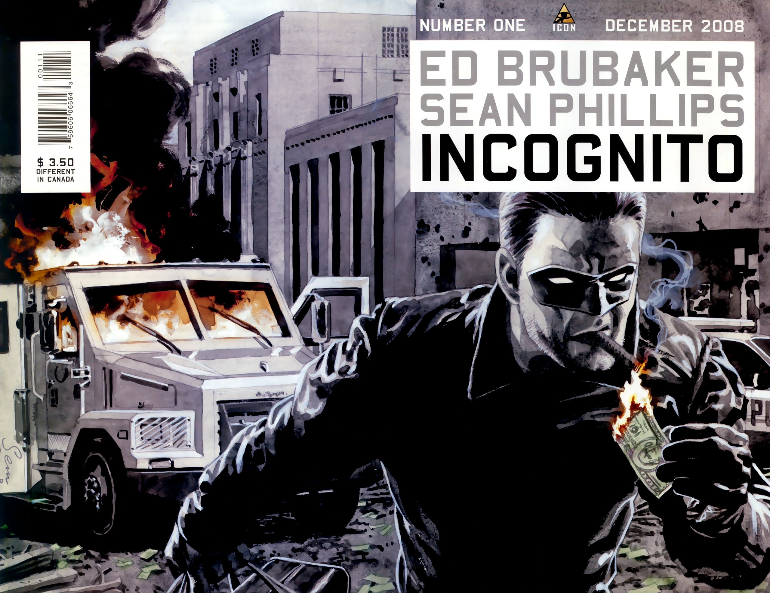 Incognito #1 Cover Zack Overkill acende um charuto com uma nota de US$ 100