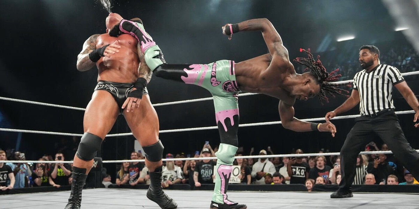 Je'Von Evans hits Randy Orton with a superkick on WWE NXT