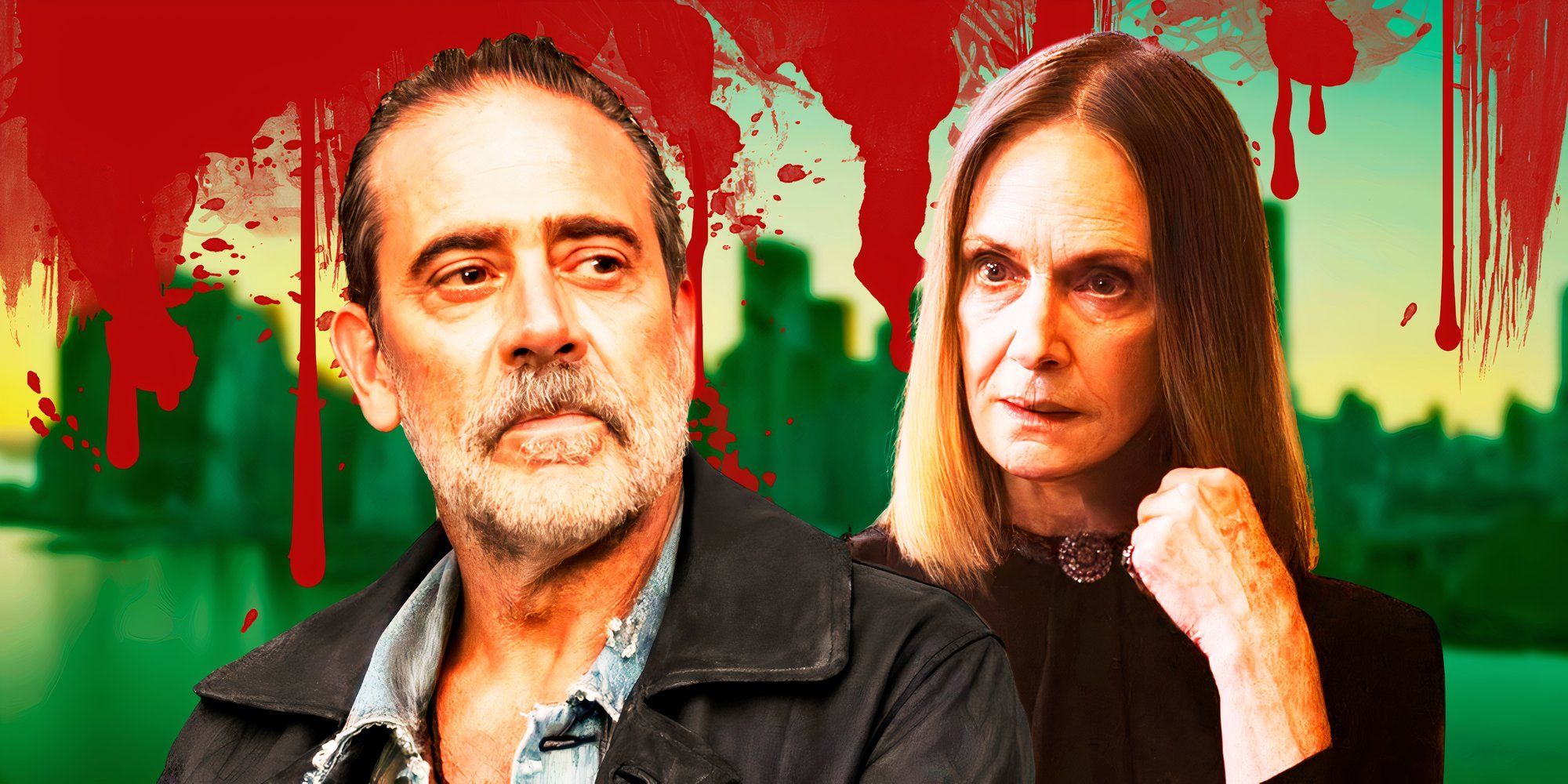 Jeffrey Dean Morgan as Negan and Lisa Emery as The Dama from The Walking Dead: Dead City