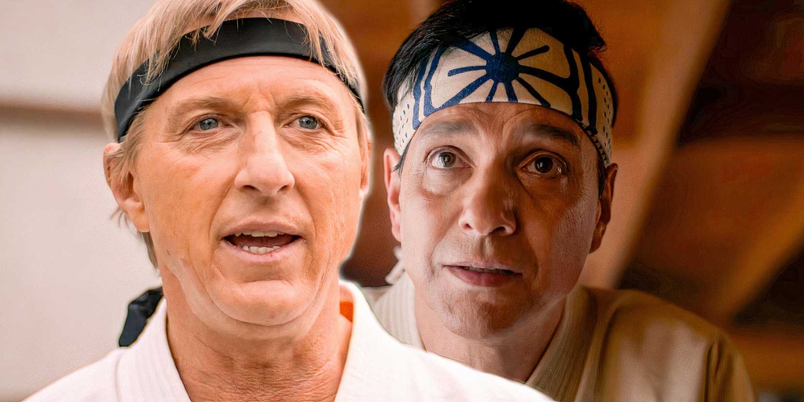 Johnny looking serious next to Daniel looking worried in Cobra Kai season 6