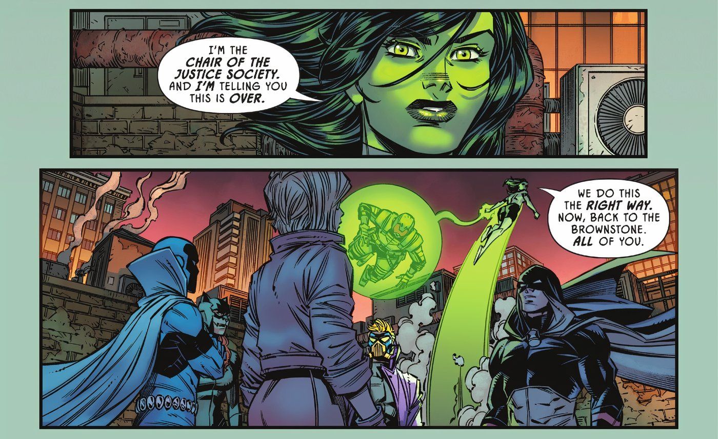 JSA #1, Jade is the new president of the Justice Society