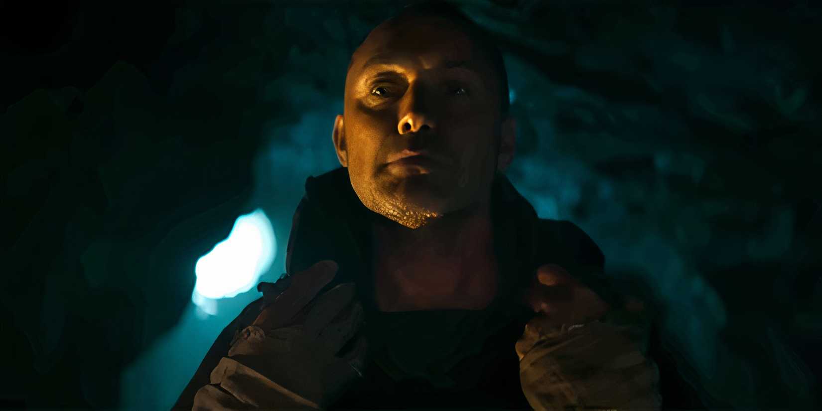 Jude Law's Jod looking mysterious while pulling his hood down in Skeleton Crew