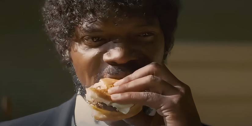 Jules (Samuel L. Jackson) Eating a big Kahuna burger in pulp fiction