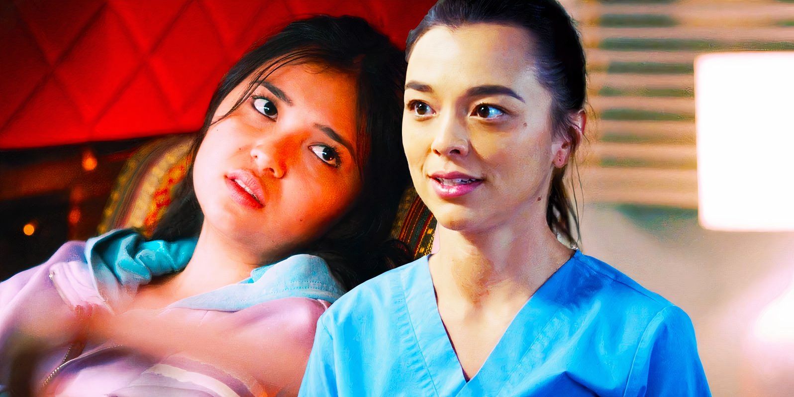 Julia Rose as Chloe Yasuda and Midori Francis as Mika Yasuda in Grey's Anatomy season 21 episode 6-1