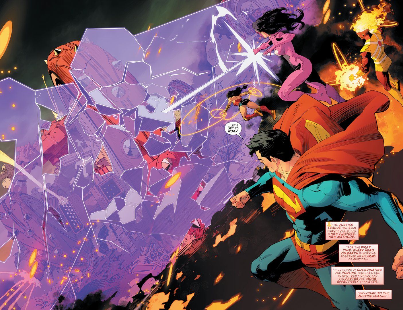 Comic book page: Justice League Unlimited Is A Literal Army