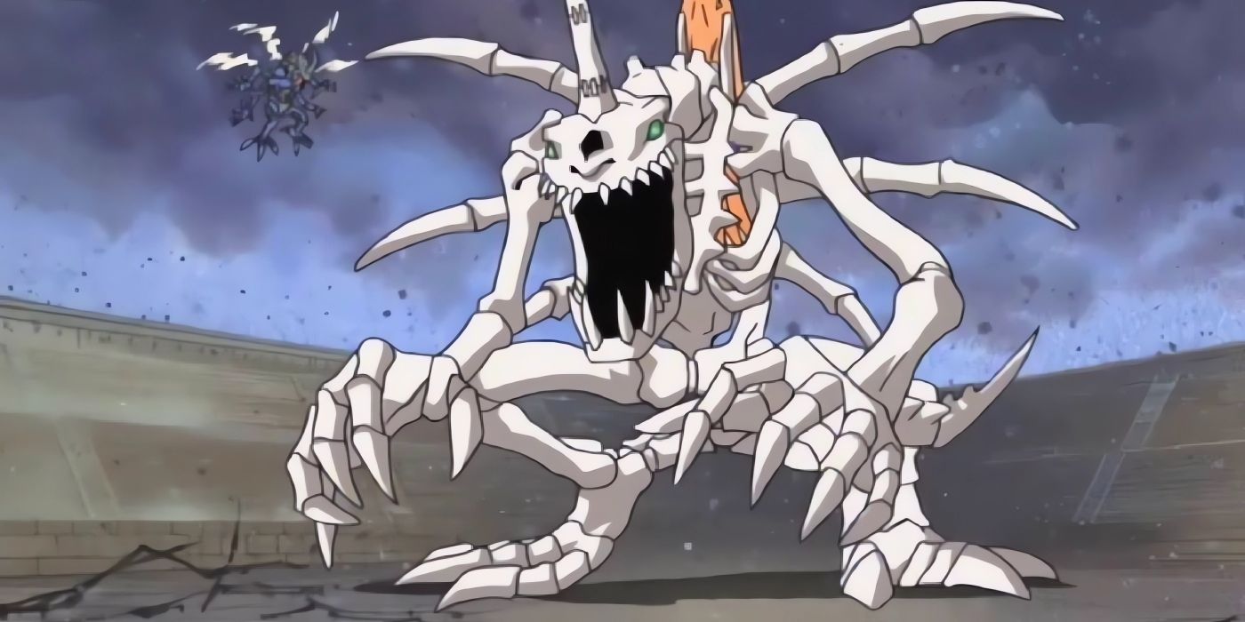 Kabuterimon tenta derrotar SkullGreymon no episódio 16 do anime. 