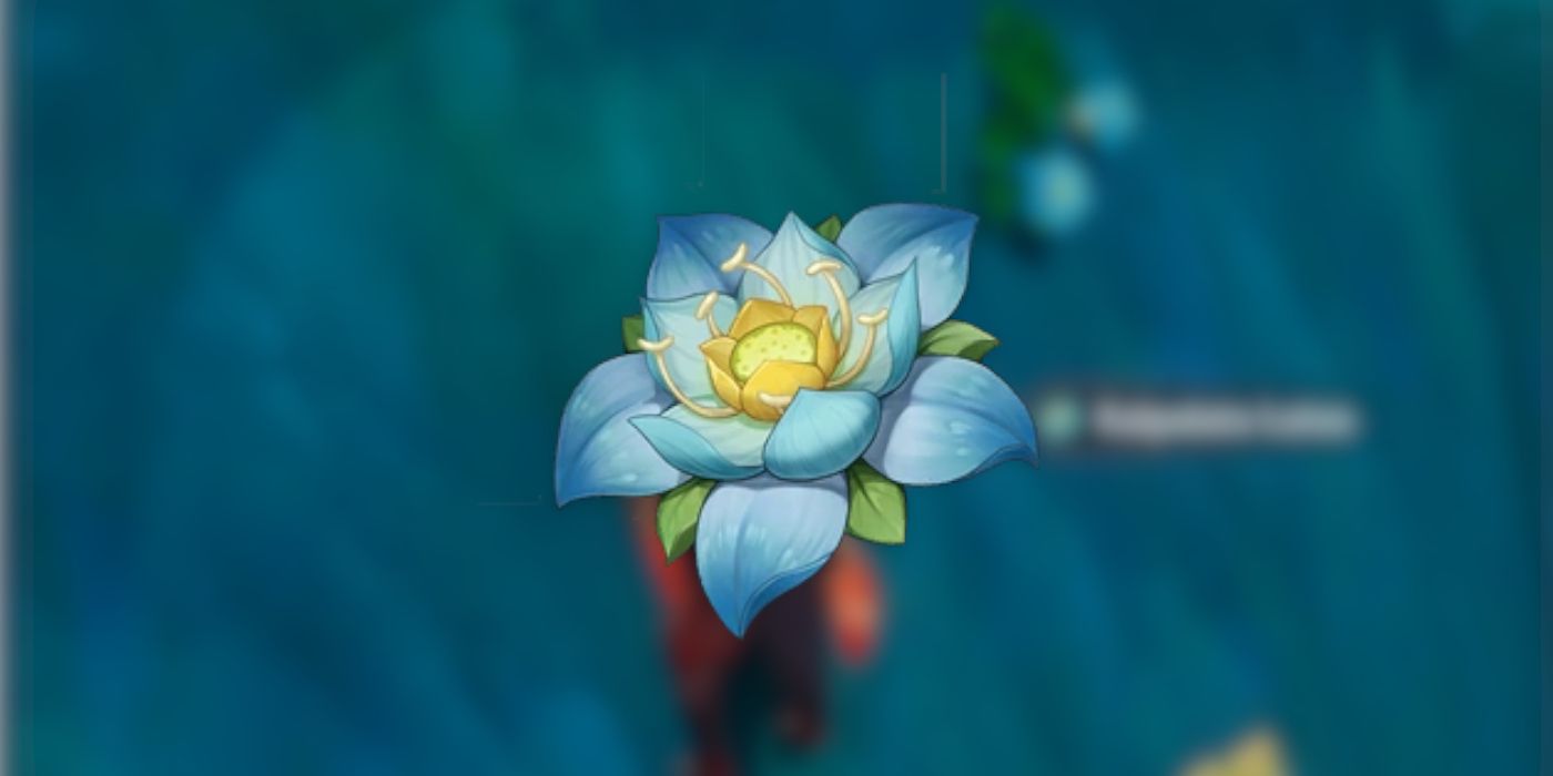 Kalpalata Lotus from Genshin Impact with a player climbing next to it