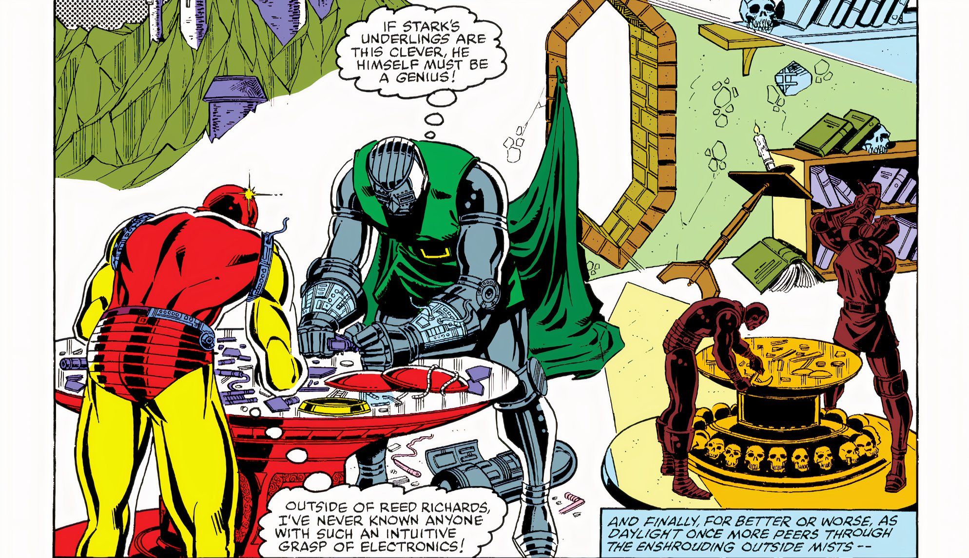 Iron Man and Doctor Doom work together.