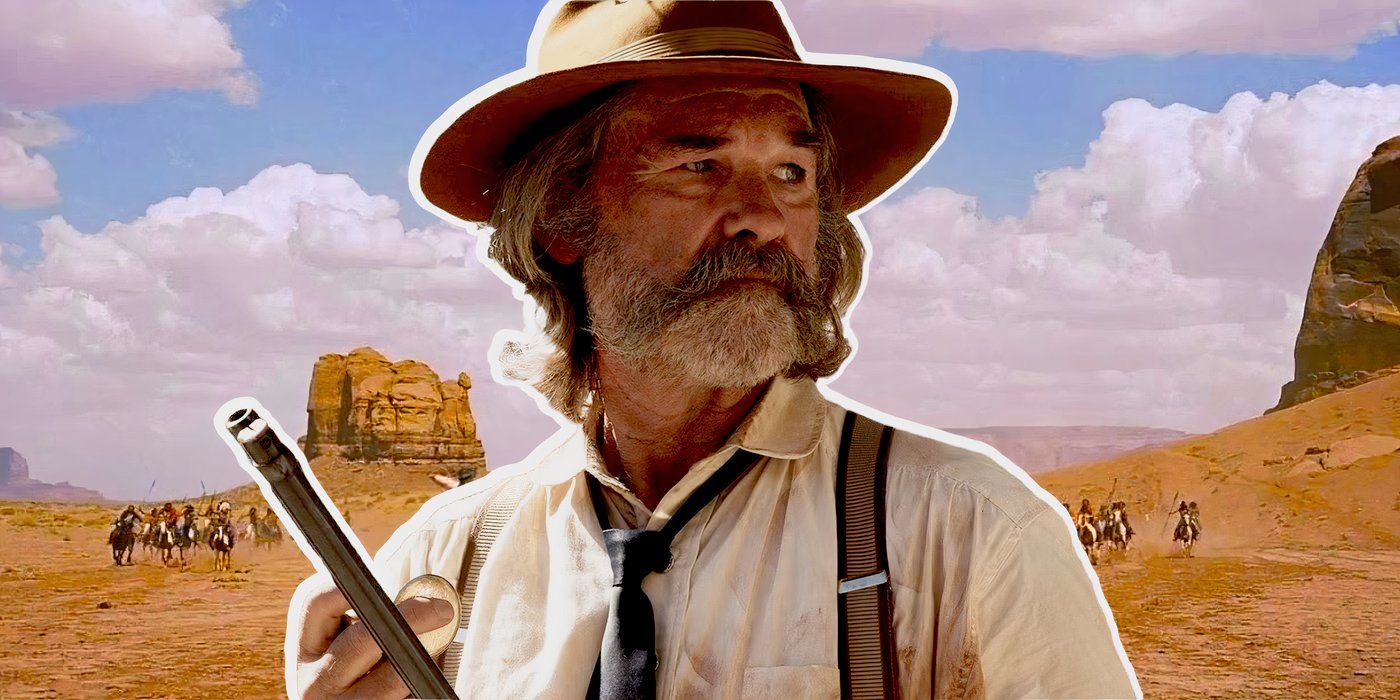 Kurt Russell in Bone Tomahawk, with a backdrop from The Searchers
