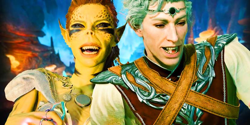 Lae'zel and Astarion laughing with the Underdark from Baldur's Gate 3.