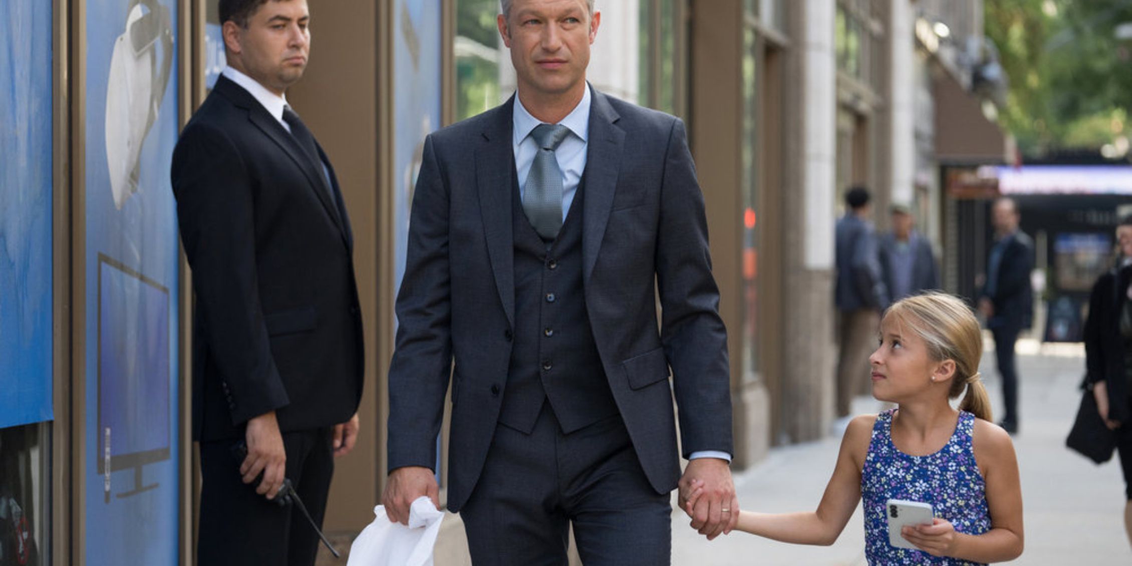 Carisi holding Jessie's hand while walking down the street in Law & Order: SVU 