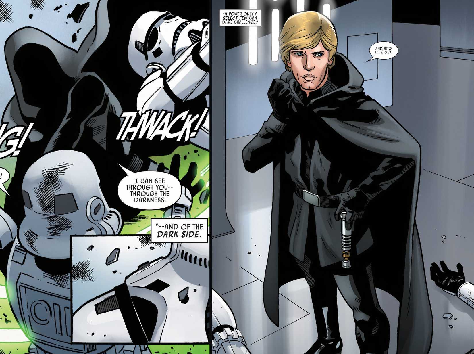 Luke Skywalker in Post Original Trilogy Black Uniform and Cloak