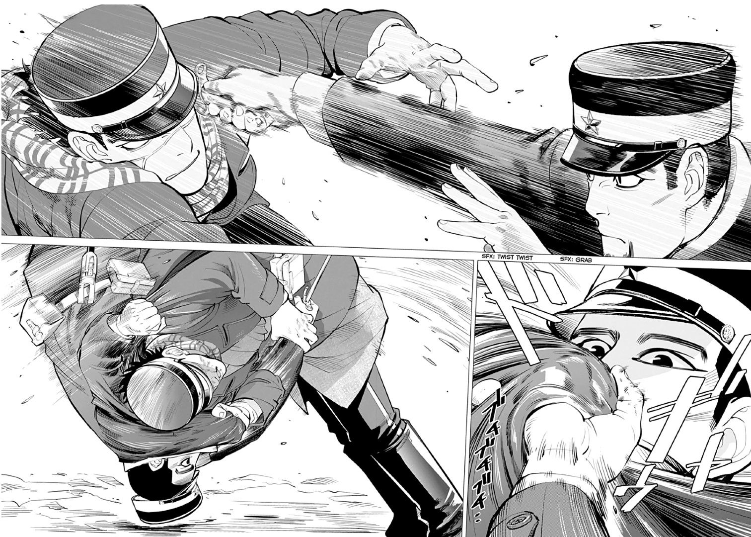 Sugimoto y panel de manga de hostilidades