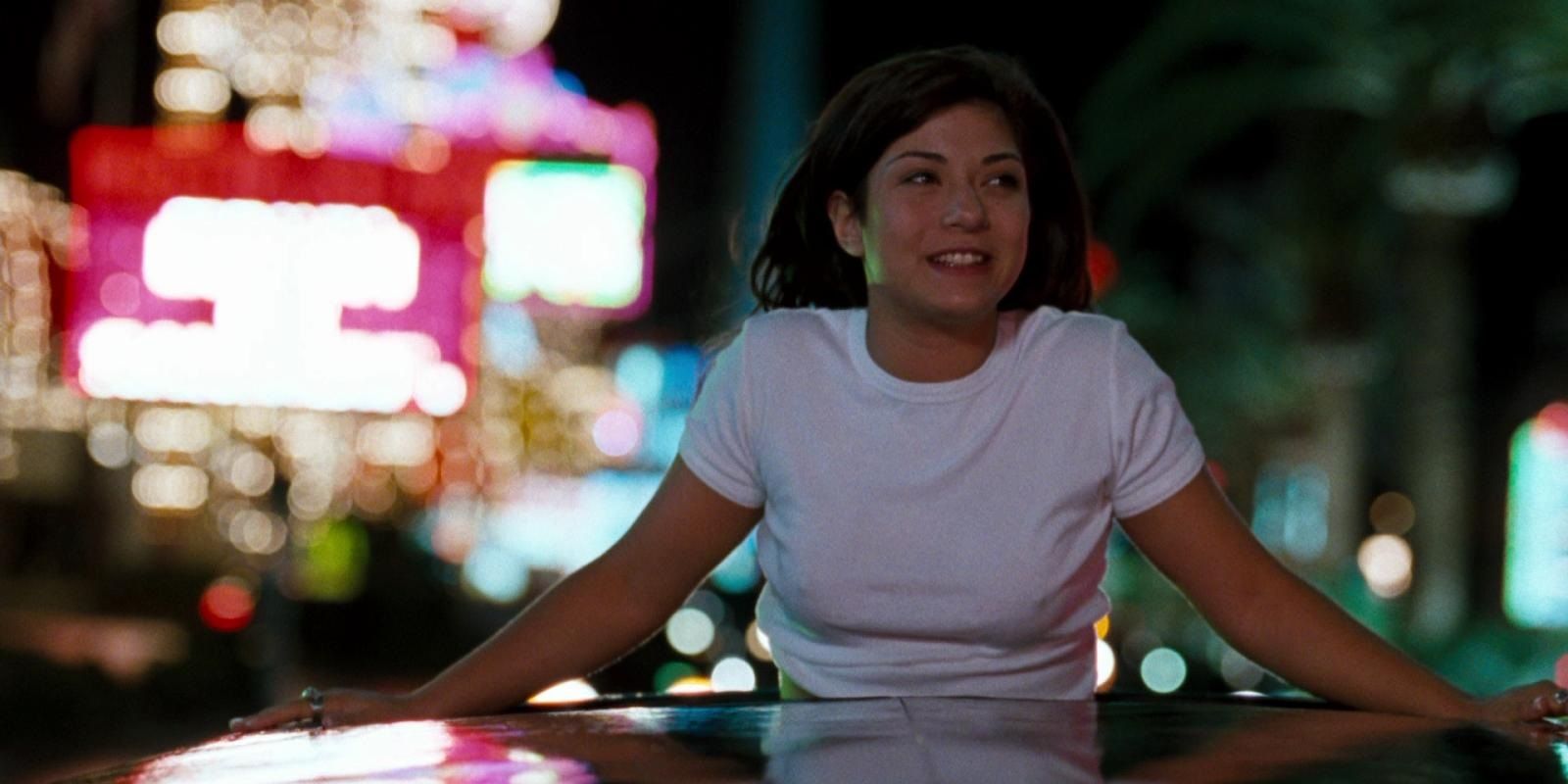 Marisol Nichols looking through the sunroof of a limo in Vegas Vacation