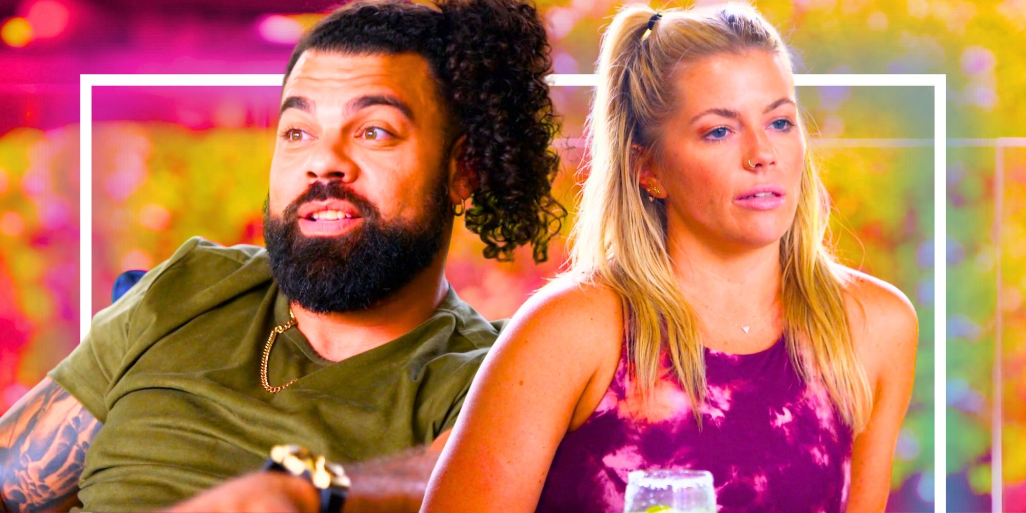 Married At First Sight Season 18's David appears slightly surprised & Michelle is serious.