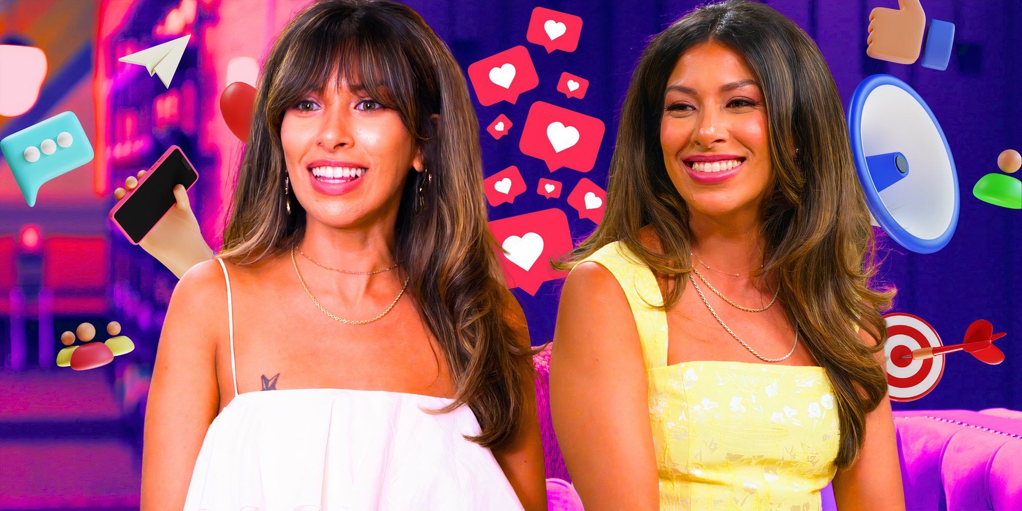 married at first sight stars karla j in montage with her smiling and social media icons