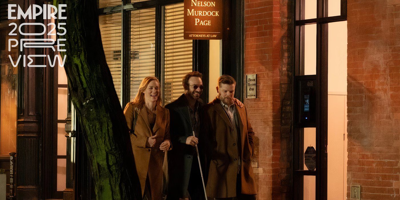 Matt Murdock, Karen Paige, Foggy Nelson walking down the street in Daredevil Born Again