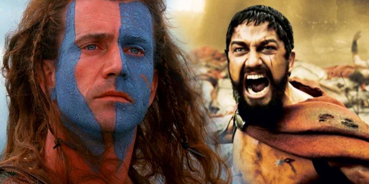 Mel Gibson as William Wallace in Braveheart and Gerard Butler as King Leonidas in 300 custom image