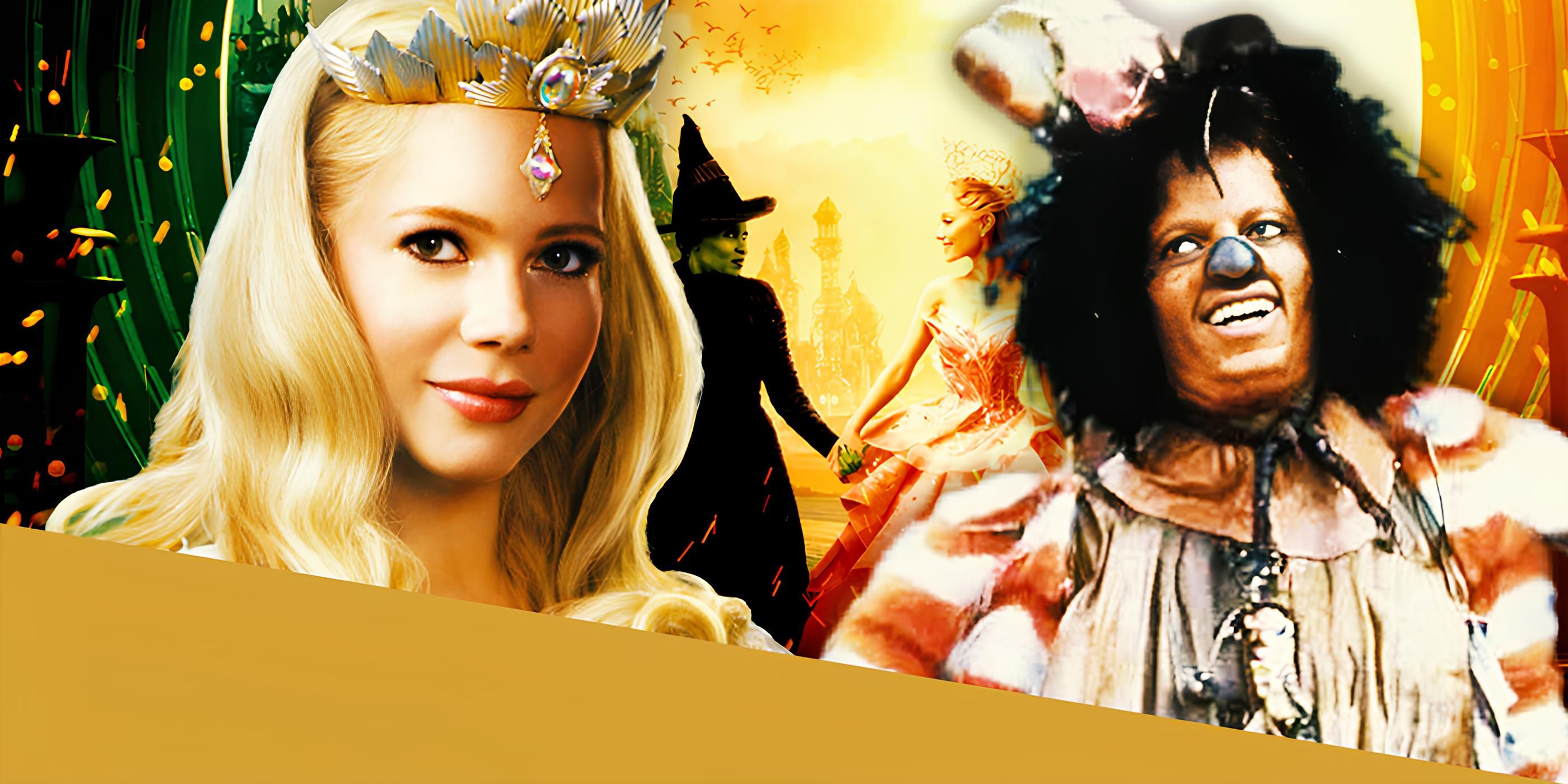 Michael Jackson como el Espantapájaros de The Wiz, Michelle Williams como Glinda de Oz el Grande y Poderoso, y Cynthia Erivo y Arianna Grande de Wicked 