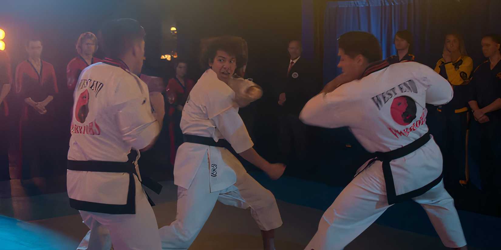 Miguel fighting in Cobra Kai Sekai Taikai