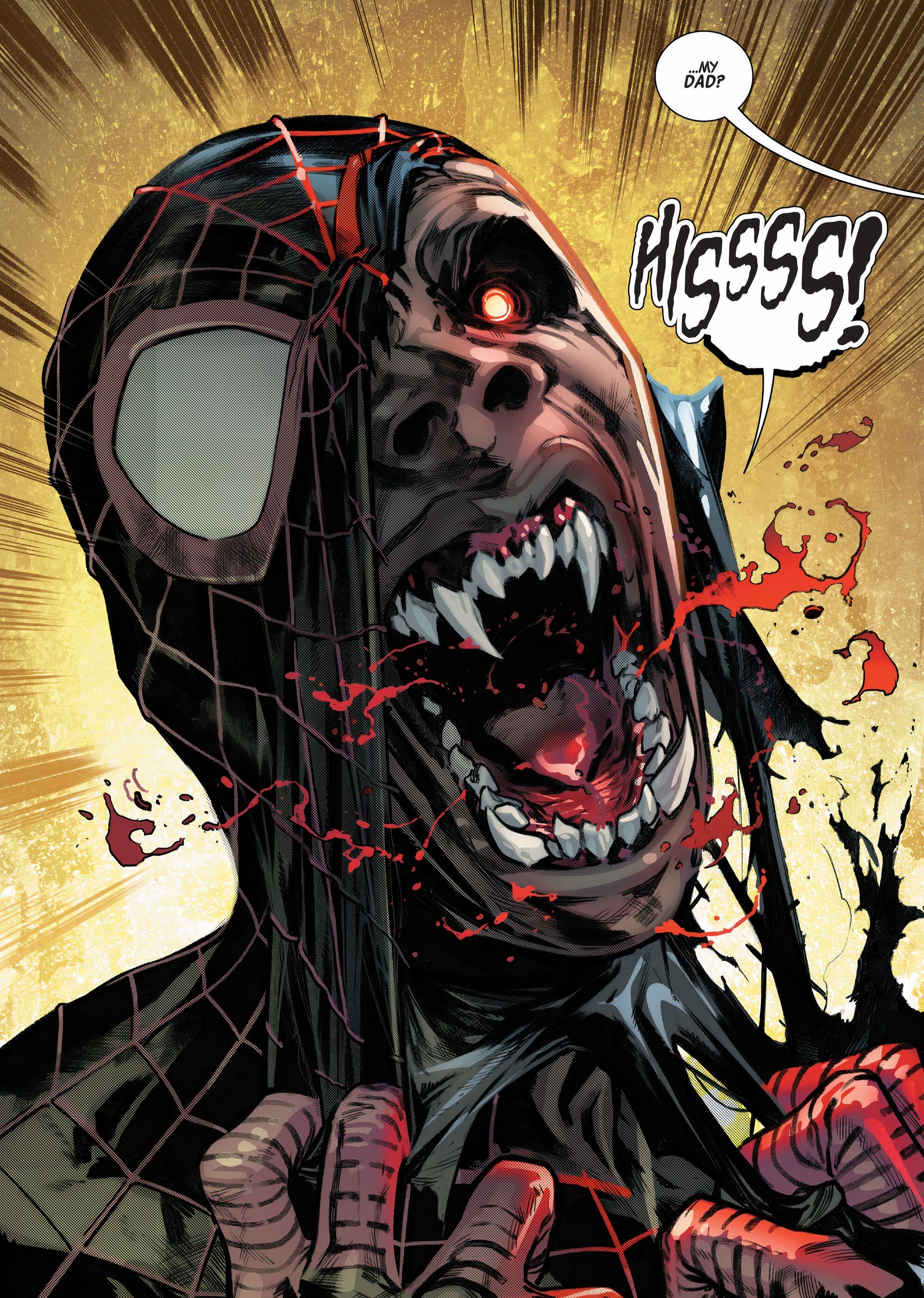 Miles Morales se transforma em vampiro.