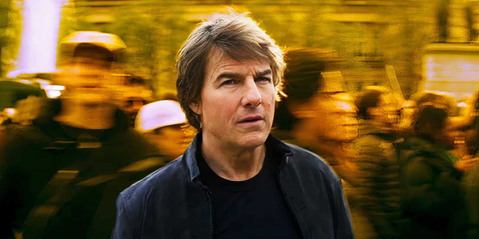 Tom Cruise as Ethan Hunt in Mission: Impossible - The Final Reckoning with a crowd