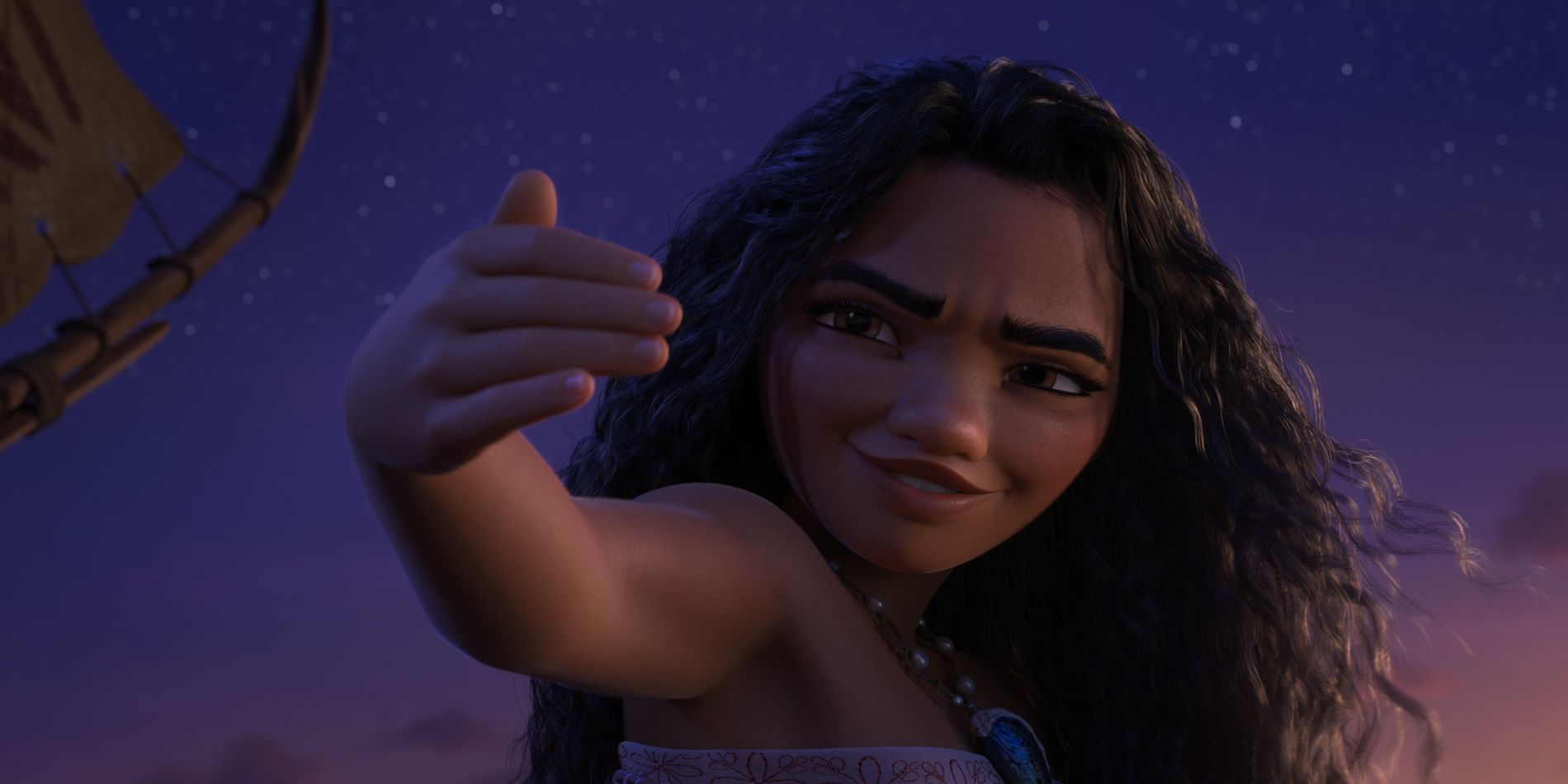 Moana agita su mano en Moana 2