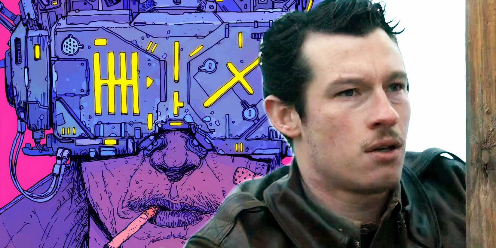 Neuromancer book cover and Callum Turner as Bucky in Masters of the Air
