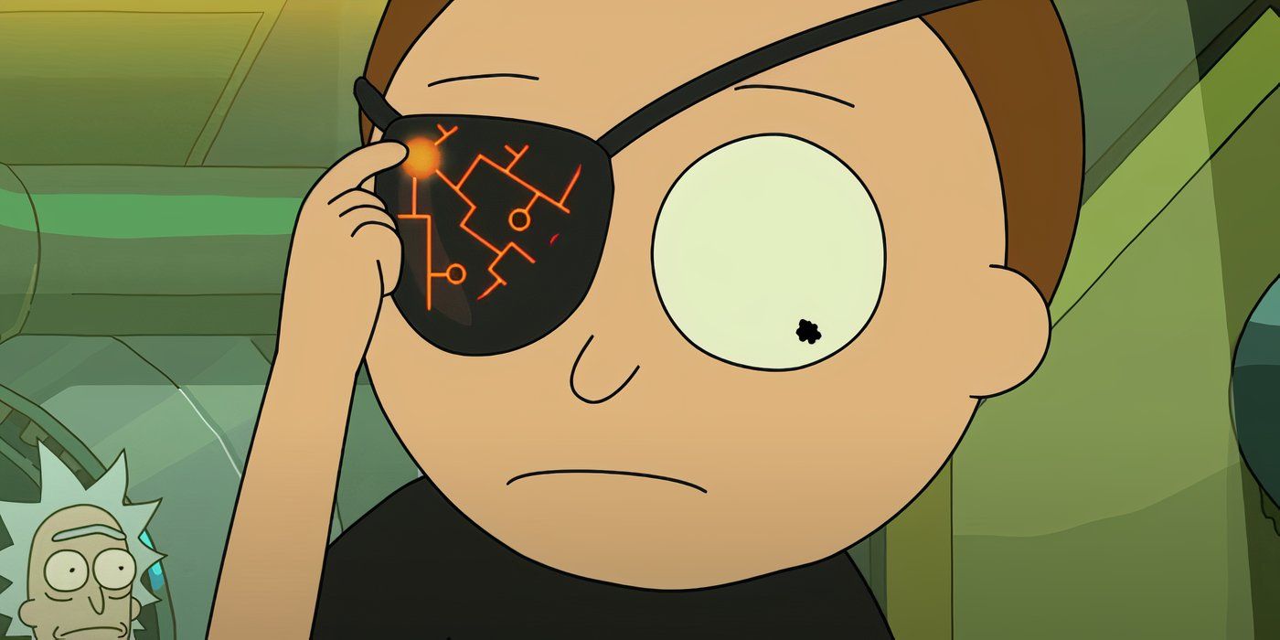 Evil Morty activa sus ojos en Rick y Morty.