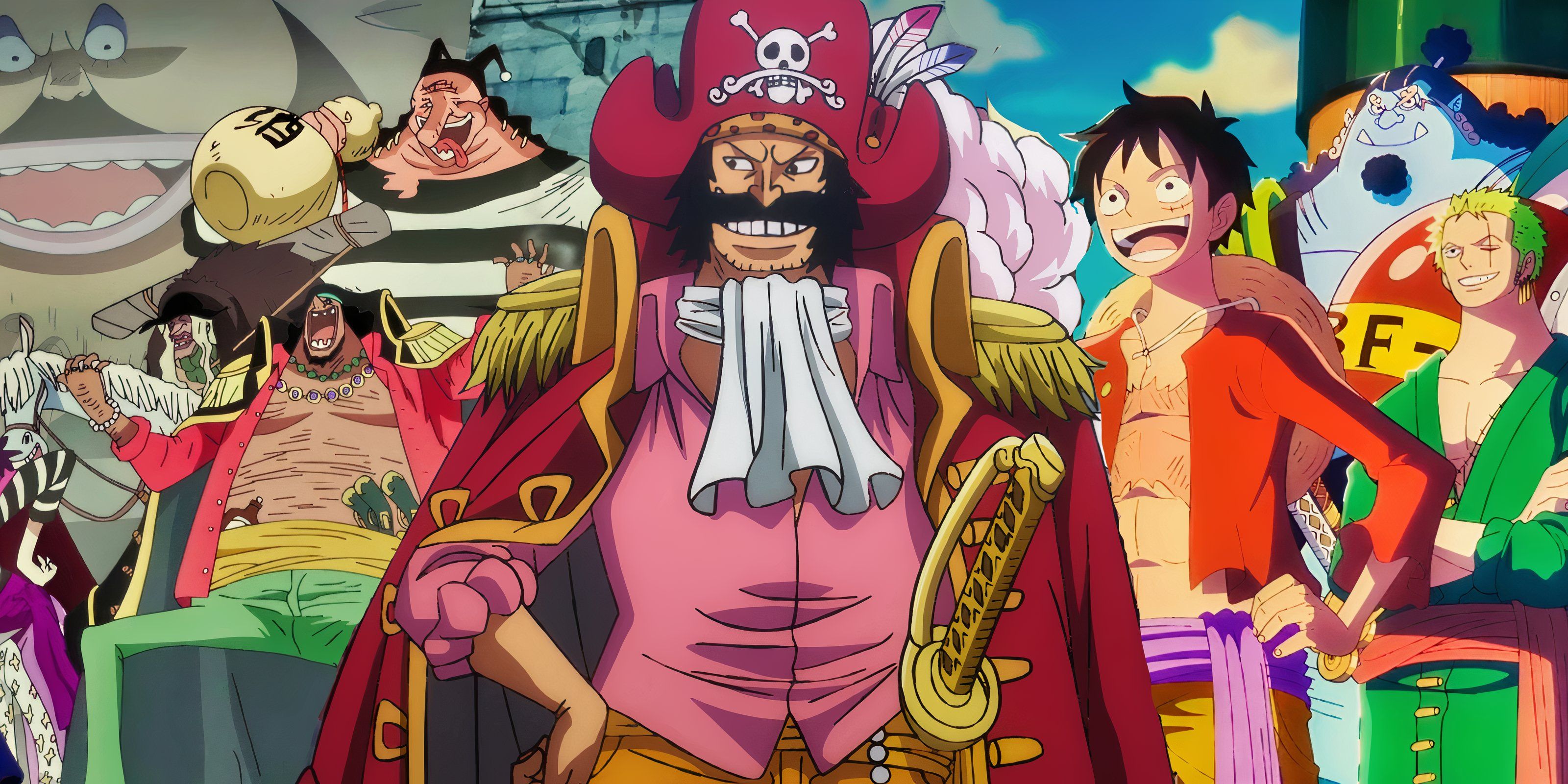 Feature header showing off various pirate crews in One Piece