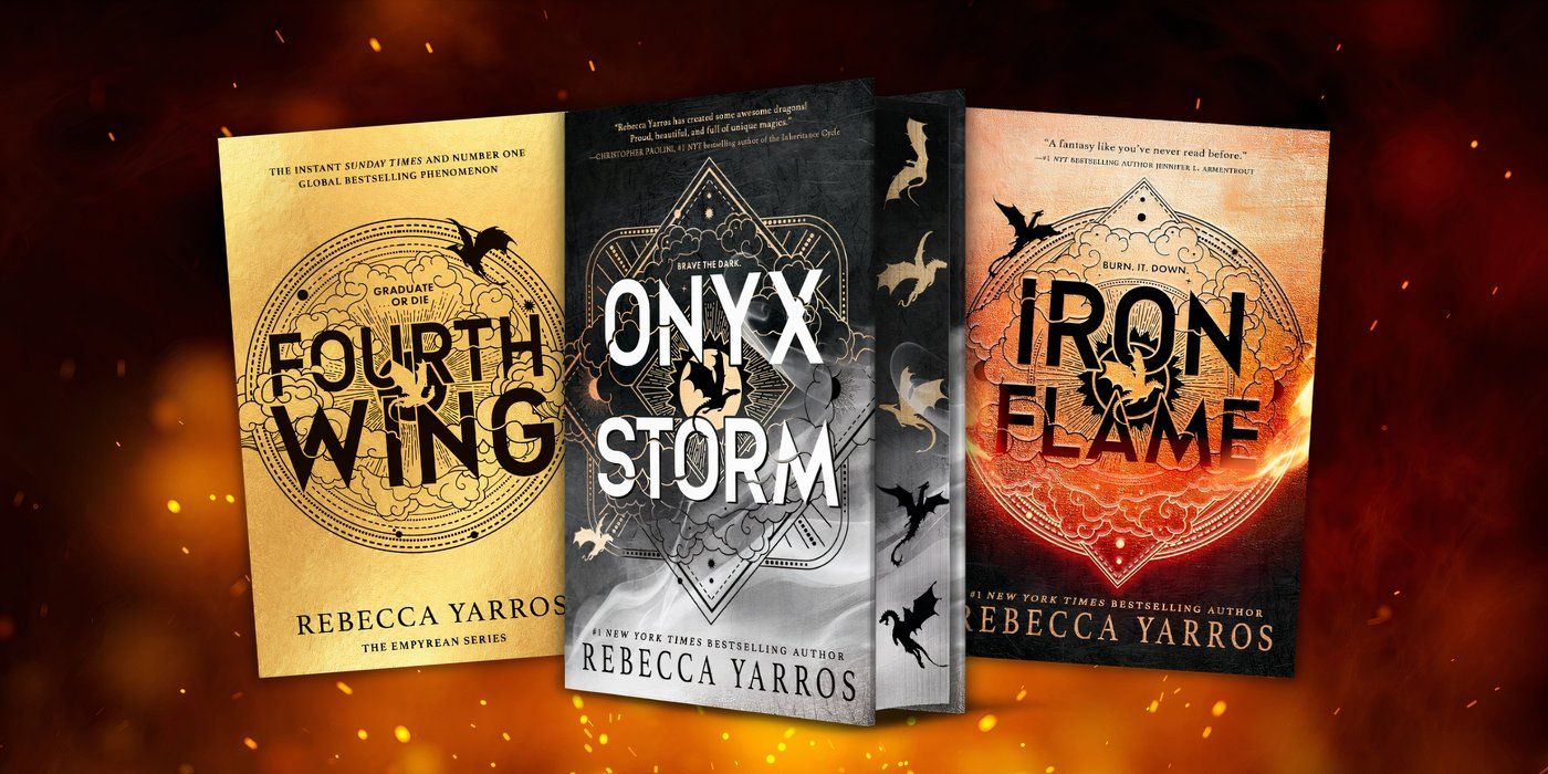 The Empyrean Series book covers on sparking fire background