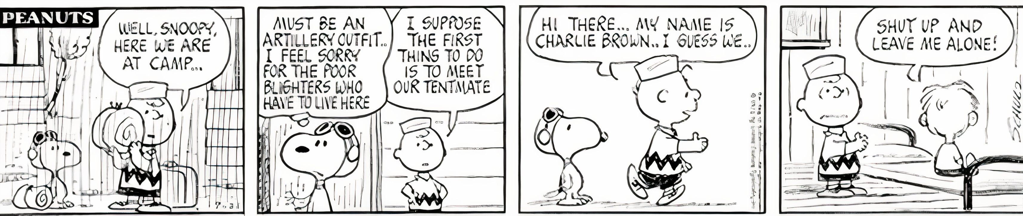 Peanuts, 21 de julho de 1971, a introdução do personagem secundário Shut Up and Leave Me Alone