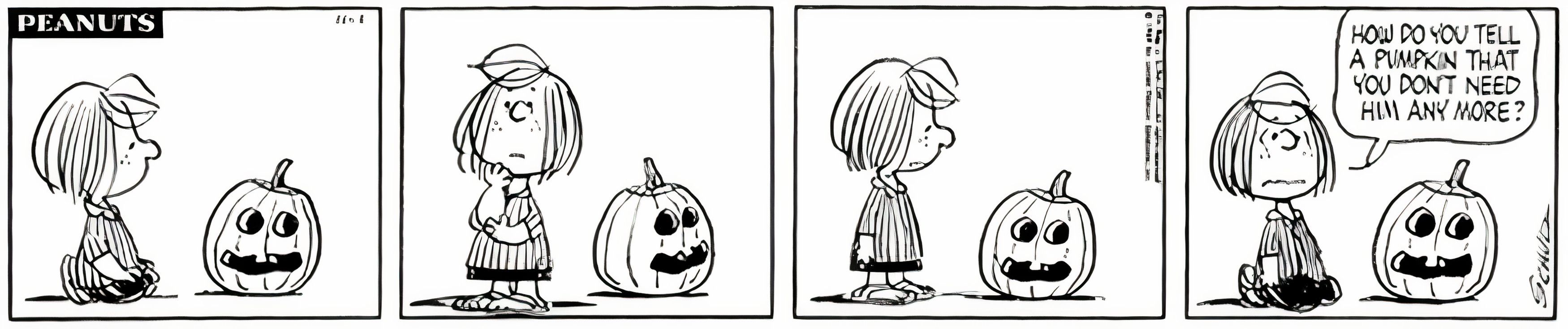 Peanuts, Peppermint Patty addresses the reader