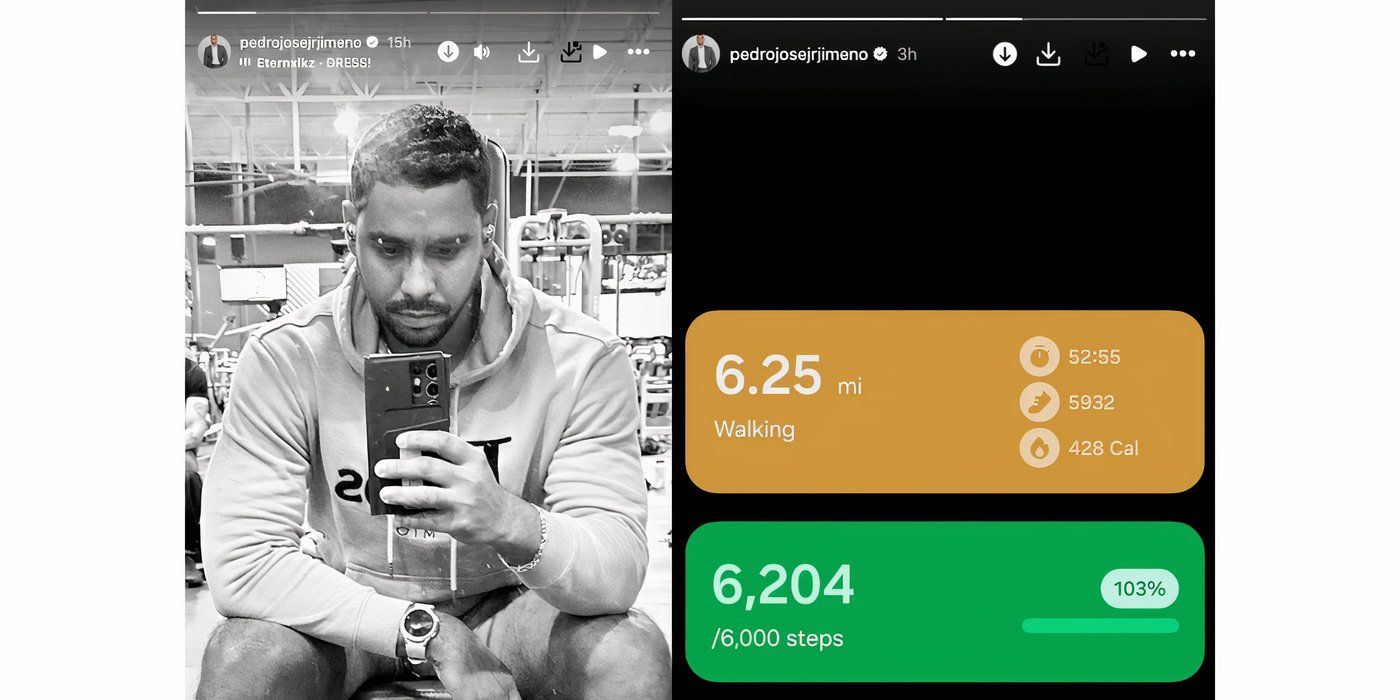 Pedro Jimeno from The Family Chantel Instagram Story about fitness