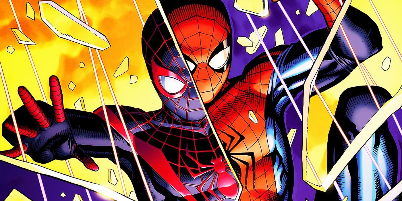 Comic book art: Peter Parker and Miles Morales as Spider-Man in Marvel Comics