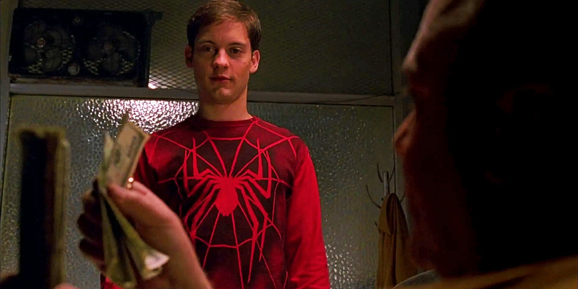 Peter Parker shorts out after cage fight in Spider-Man