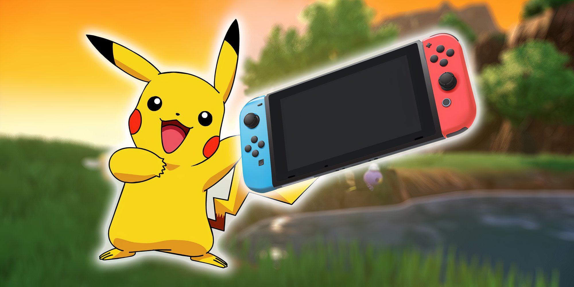 Pikachu segurando um switch Nintendo