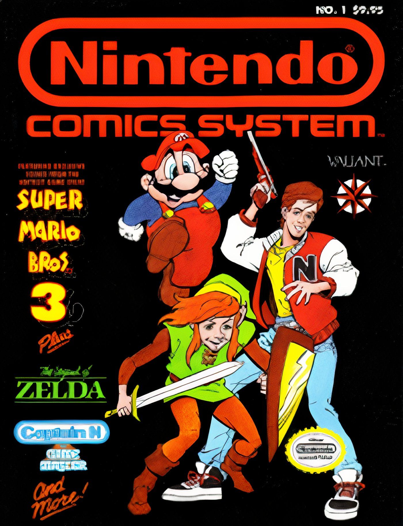 Cover of Nintendo Comics System #1 with Mario and Link.