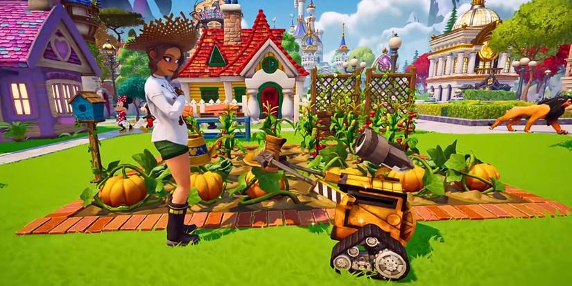 Player receiving a plant from Wall-E in Disney Dreamlight Valley.