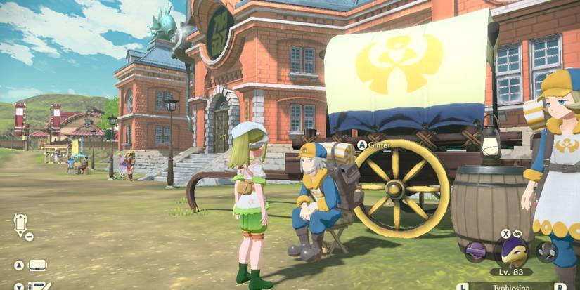 Ginter and his cart in Pokémon Legends: Arceus.
