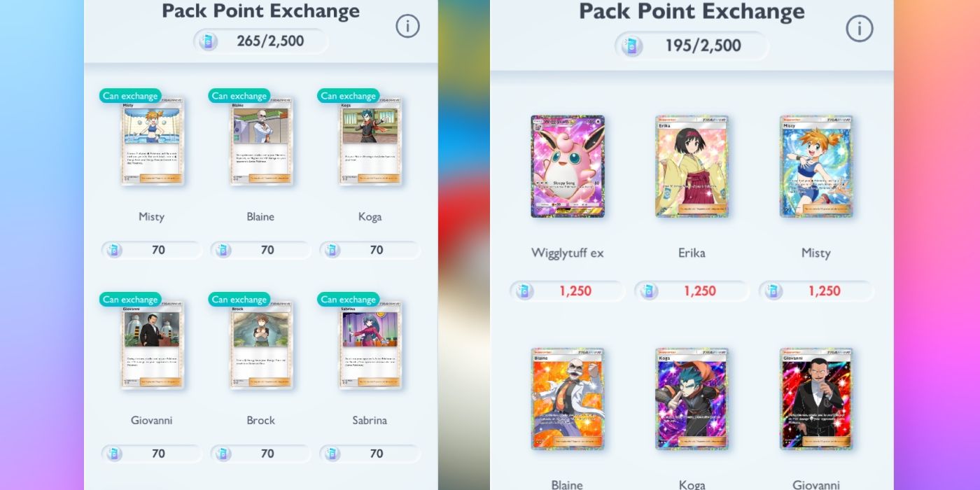 Getting Misty in Pokemon TCG Pocket by crafting it in the Pack Exchange