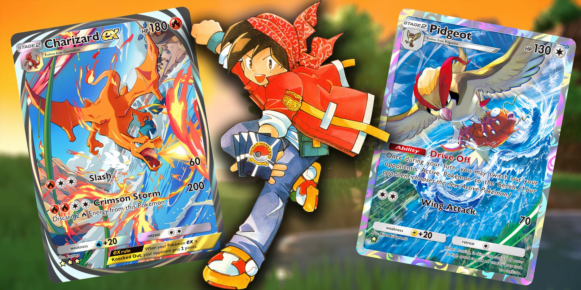 Pokemon TCG protagonist Mark with TCG Pocket cards