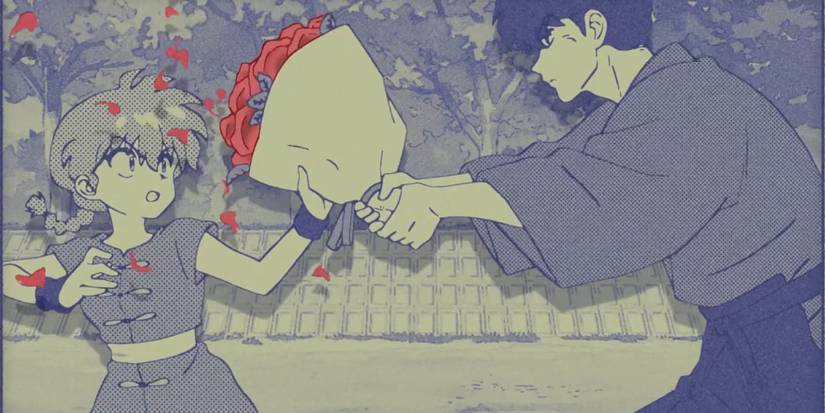 Ranma 1/2 Switching to a Shojo Romcom Manga Style as Kuno Gives Ranma Flowers