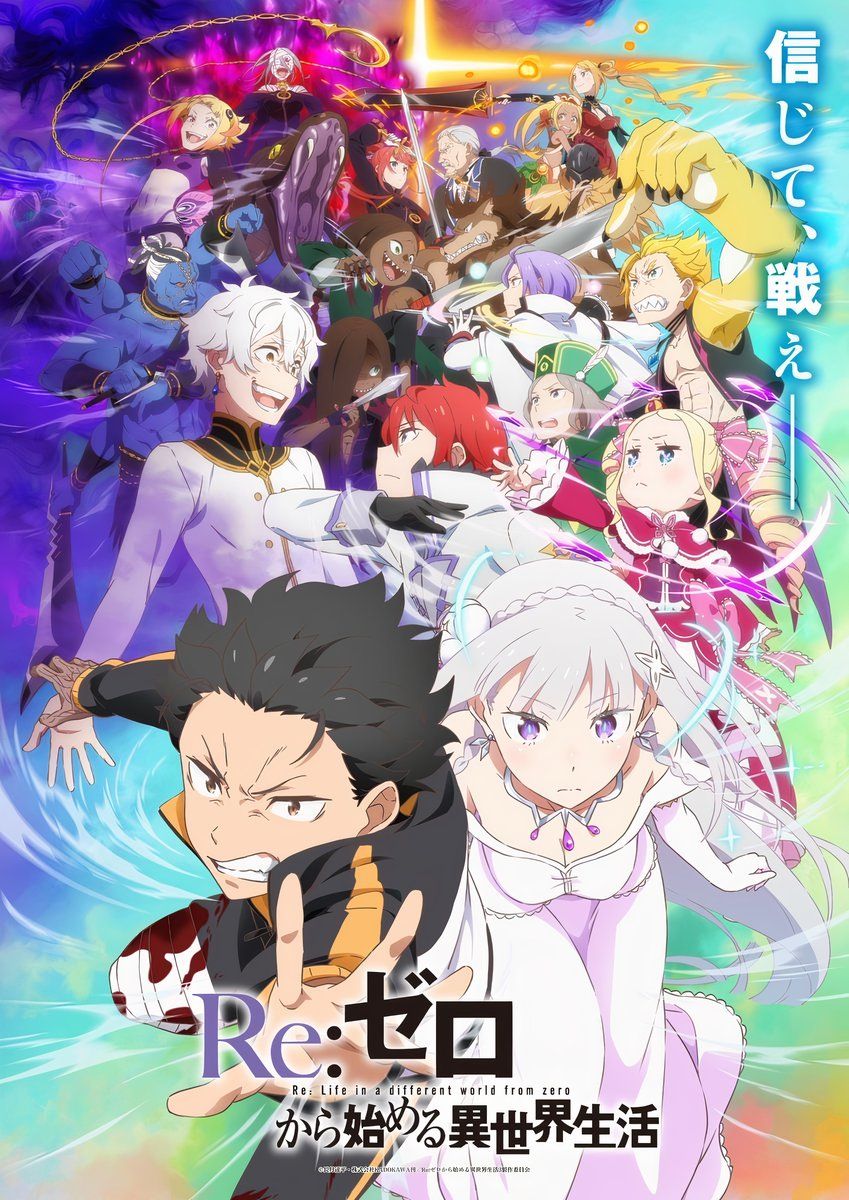 pôster completo do arco de contra-ataque da 3ª temporada re zero