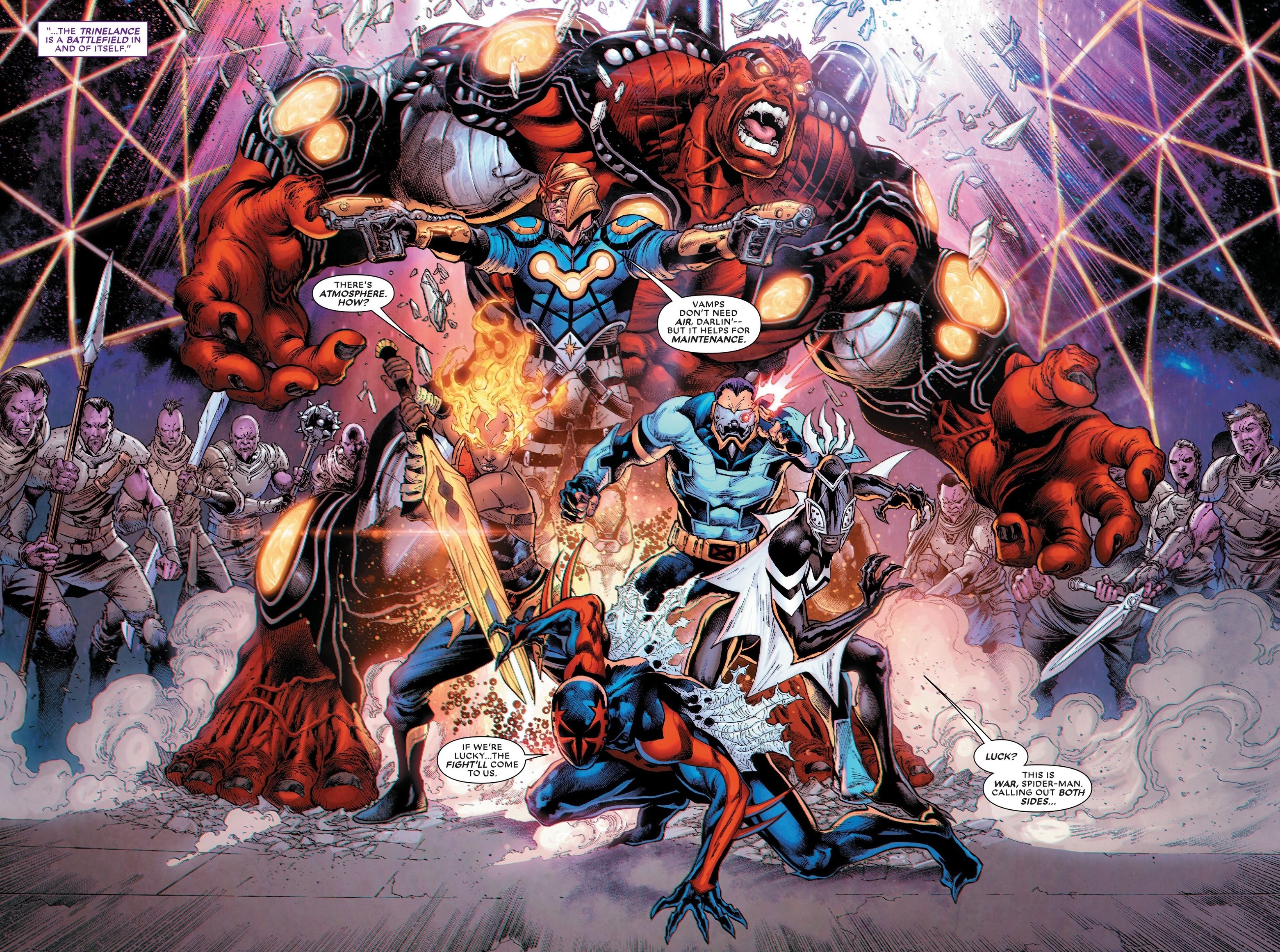  Red Hulk, Nova, Spider-Man, Spider-Woman, Cyclops, and Phoenix arrive